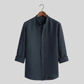 Men's Midnight Navy Mandarin Collar Cotton Shirt
