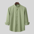 Men's Sage Green Mandarin Collar Cotton Shirt
