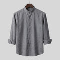 Charcoal Grey Mandarin Collar Cotton Shirt