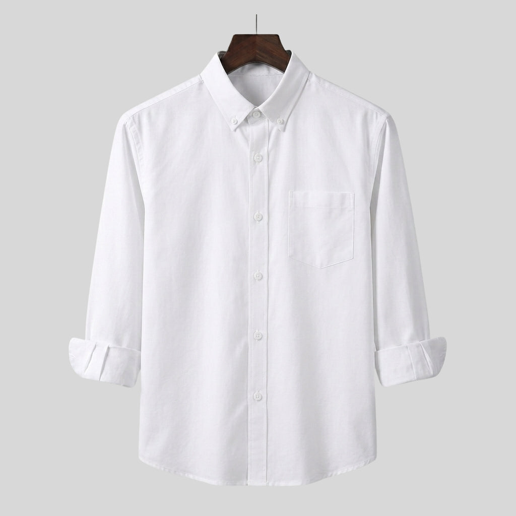Classic White Button-Down Collar Cotton Shirt