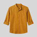 Men's Mustard Yellow Mandarin Collar Cotton Shirt