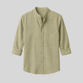Men's Sage Green Mandarin Collar Cotton Shirt