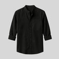 Men's Midnight Black Mandarin Collar Cotton Shirt