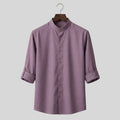 Men's Dusty Mauve Mandarin Collar Cotton Shirt