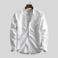Classic White Mandarin Collar Cotton Shirt